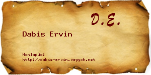 Dabis Ervin névjegykártya